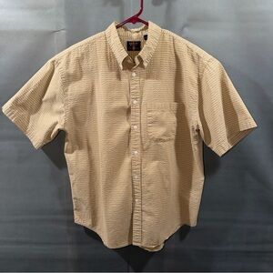Arrow Men's Shirt Size Large Tan Textured Short Sleeve Button Up Shirt